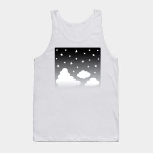 Clouds | Stars | Gradient | White Black Tank Top